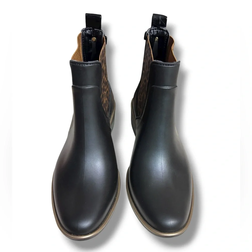 KATE SPADE Sedgewick Domina Chelsea Rain Boots Leopard Print Accent Size 6/7